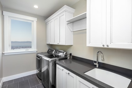 White and black laundry room