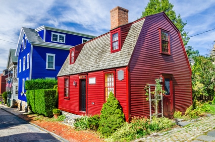 red house and blue house