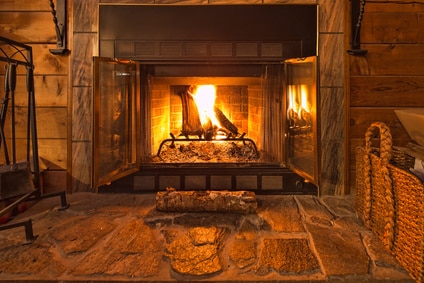 fire in a cozy fireplace