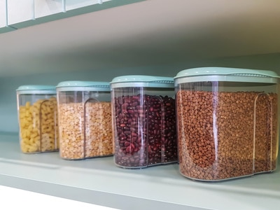 see through containers of pantry staples